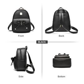 EVEOUT Women's Backpack PU Leather Casual Daypack for Travel School Work Shoulder Bag Backpack Set, Black (black 03), cute