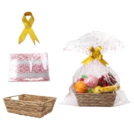 Empty Gift Basket Hamper Kit Made Gift Baskets Hand Woven Storage Baskets Natural Hyacinth Custom Holiday Gifts For Christmas Gifts Birthdays Easter Bag (Gold color)