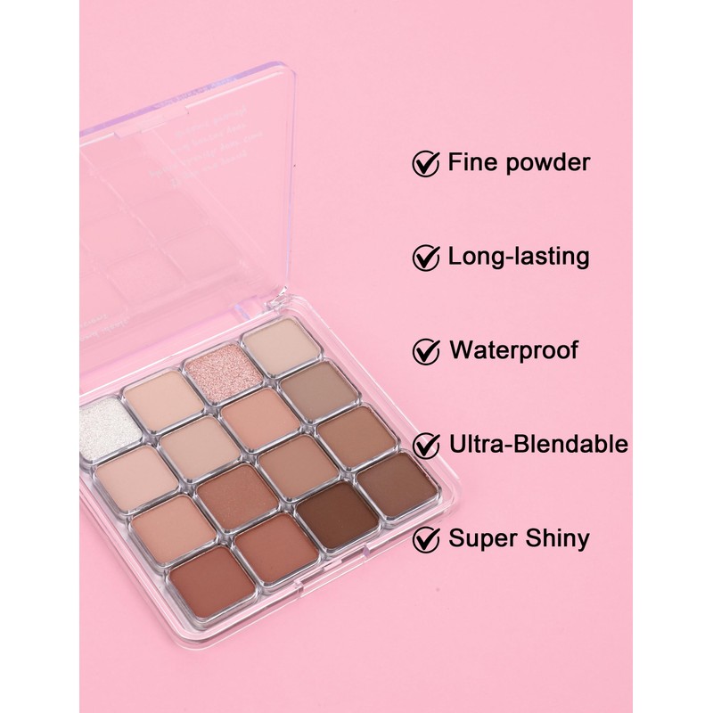 Erinde 16 Colors Eyeshadow Palette, Matte Shimmer Glitter Finishes Eye