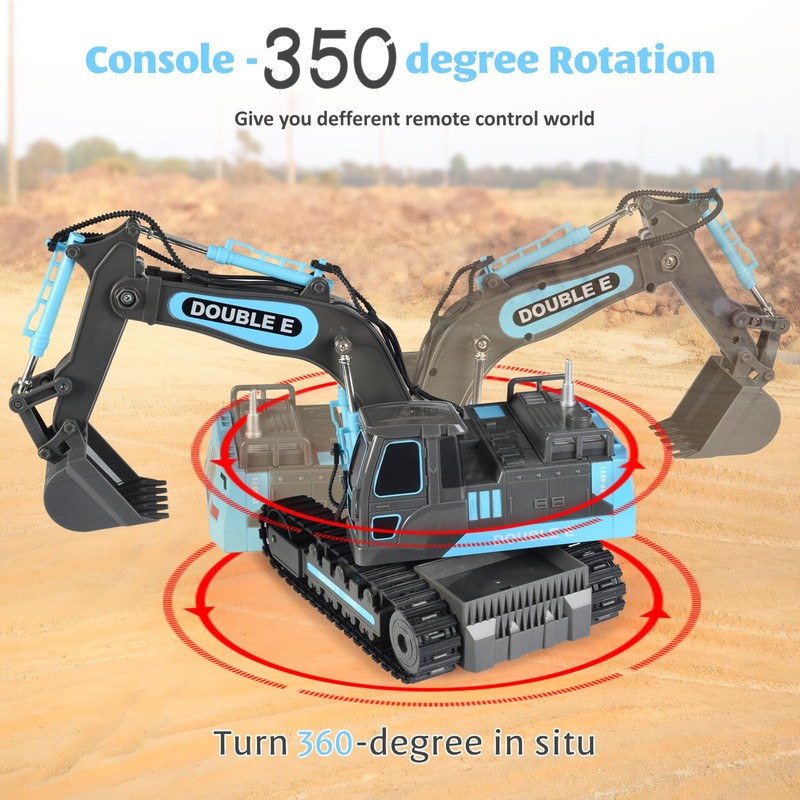 DOUBLE E Remote Control Excavator Toy RC Excavators Rechargeable Battery