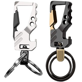 Exsun 2pcs Keychains, Key Chains for Carabiner Keychain Car Key chain Bottle Opener Keychain for Men and Women (Gold+Silver)