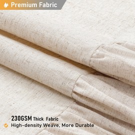 BTTN Stall Farmhouse Shower Curtain - 60x72 inch Rustic Heavy Duty Fabric Linen Shower Curtain Set with Ruffle Hem, Machine Washable, Vintage Shabby Chic Cloth Shower Curtain for Bathroom, Beige/Cream