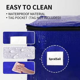 SpralSail Moving Bags, 93L Extra Large Storage Bags with Zippers & Handles, Waterproof Totes for Storage Clothes, Bedding & Blankets, Collapsible Packing Bags with Clear Tag Pocket - 93L, 5 Pack, Blue