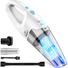 FUOAYOC Handheld Vacuum Cordless,Car Hand Cordless Rechargeable,Powerful Suction Hand Held Vacuum with LED Light/Multi Accessories,1.6lbs Car Mini Portable Vacuum Cleaner for Home Office Pet