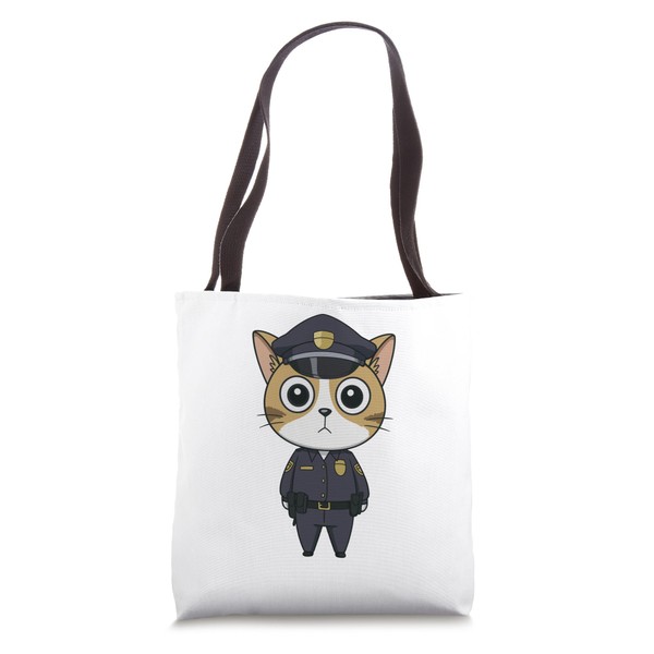 Cute Kawaii Chibi Anime Cat Police Officer Funny Tote Bag