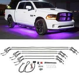 LEDGlow 6pc Purple LED Flexible Truck Slimline Underbody Underglow Accent Neon Lighting Kit - 4 Unique Patterns - Water Resistant, Low Profile Light Tubes - for Midsize & Full Size Trucks