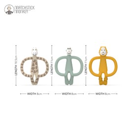 Matchstick Monkey, Antimicrobial Animal Teether Gift Set - 3 Pack, Animal Designs, Ludo Lion, Gigi Giraffe & Monkey