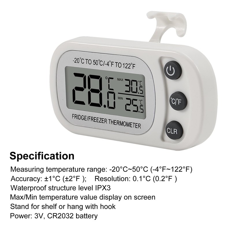 AITRIP 2 Pack Refrigerator Thermometer, Digital Freezer/Fridge Thermometer with Hook