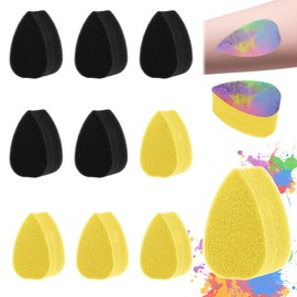 WLLHYF 10Pcs Face Paint Sponges High Density Painting Sponge Black Round Body Paint Sponge Makeup Sponge for Body Face Painting Art Crafts (Yellow+Black)
