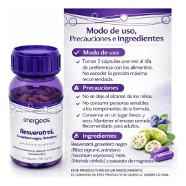 Colágeno Hidrolizado 450g Y Resveratrol 120 Cap Energeios                                                                                             
