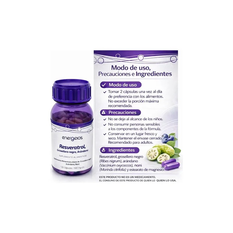Colágeno Hidrolizado 450g Y Resveratrol 120 Cap Energeios