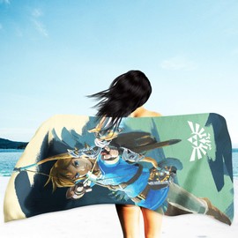 The Legend of Zelda Link Arrow Bath Towel 75 x 150 cm 100% Cotton Velour Quality Hand Towel Bath Sheet Beach Towel Sauna Towel Hyrule Triforce Breath of the Wild Ocarina Pass. for Bed Linen