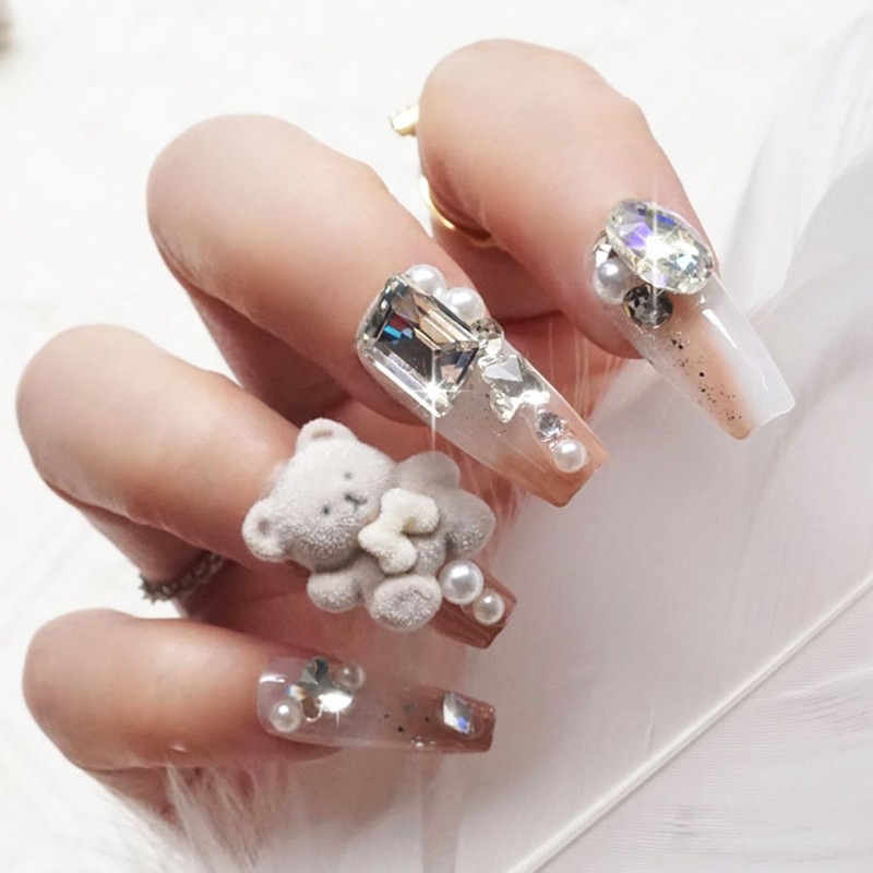 XUZOO 24 Pcs Nail Tips, Fake Nails, Short, Long, Cute,