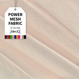 FabricLA Power Mesh Fabric | 4-Way Stretch Nylon Fabric | Lightweight Sheer Nylon Spandex Stretch Mesh Netting | 1 Yard | 60" inch Wide | Taupe