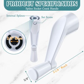 Enhon 3 Pack 3/8'' Spline Socket Crank Handle with Universally Tee Crank Casement Window Handle Kit, Easy Install, Smooth 360 Degree Operation（Features 3/8-inch Bore and a 3-1/8-inch Reach）