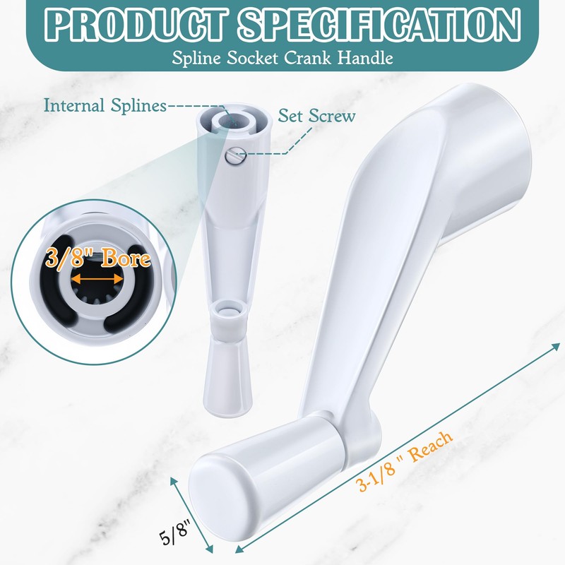 Enhon 3 Pack 3/8'' Spline Socket Crank Handle with Universally