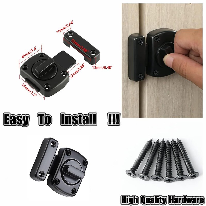 Emapoy 2 Pack Gate Latch Slide Bolt Latches Lock, Hook