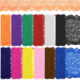 Keadic Elastic Lace Ribbon Floral Pattern Fabric Lace Ribbon for Sewing Gift Wrapping DIY Crafts Wedding Decorations (Mixed Colours, 18 cm)