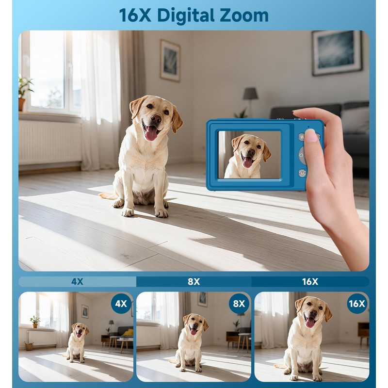 Digital Camera, 56MP Dual Screen Autofocus Vlogging Camera, 16X Zoom