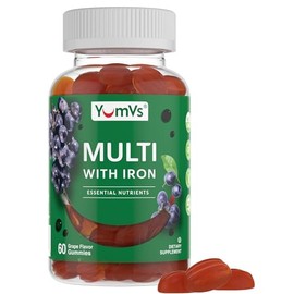 YUM-V'S Iron Gummies - Multivitamin Iron Supplement with Vitamin C, A, B & Zinc, Supports Blood Oxygen, Vegan Supplements for Women, Men & Kids for Gr