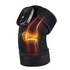 Knee Massager with Heat and Vibration, Knee Heating Pad for Arthritis with Massage, Heated Knee Brace Wrap Black