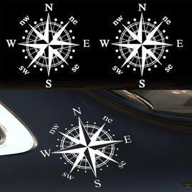 2pcs Compass Stickers for Car,Hood Auto Waterproof Vinyl Decals for SUV Off-Road Vehicles Car Body Side Door Trunk Universal Waterproof Vinyl Car Stickers campervan decals campervan stickers