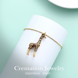 Yinplsmemory Cremation Jewelry Animal Giraffe Urn Necklace for Ashes for Women/Men Keepsake Ashes Holder Urn Locket Pendant Necklace for Human/Pet Ashes