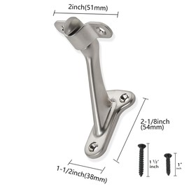 ZAUYX 2 Pack 3 Inch Hand Rail Bracket Brushed Satin Nickel Stair Brackets Heavy Duty Handrail Brackets for Stairways Handrail Staircase Bracket