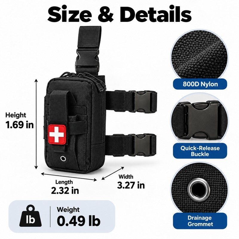 Tactical Drop Leg MOLLE Platform Pouch, 800D Nylon Thigh Rig