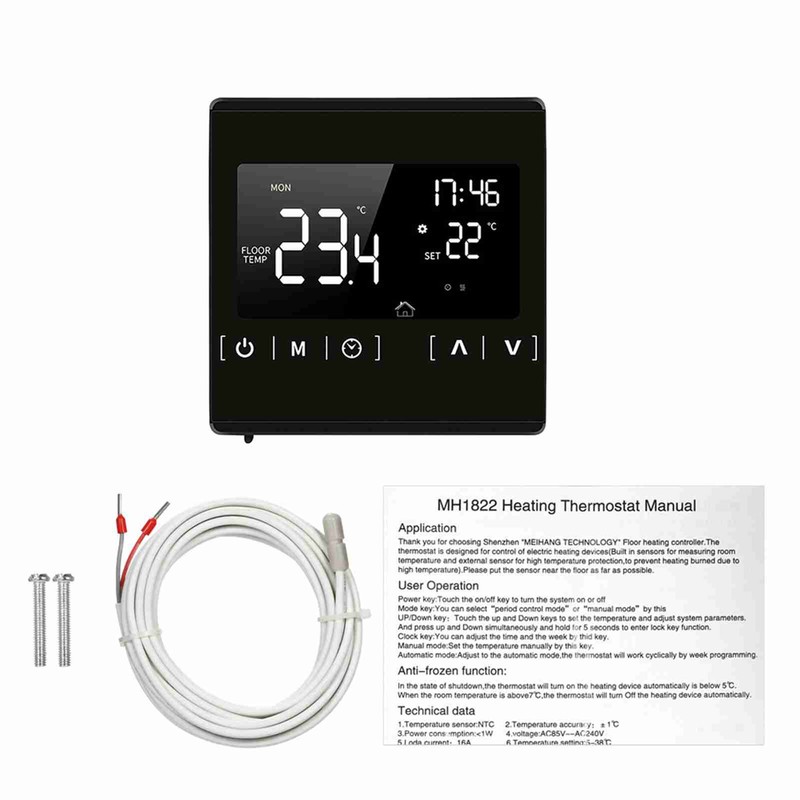 Smart LCD Touchscreen Thermostat for Home Programmable Electric Floor Heating