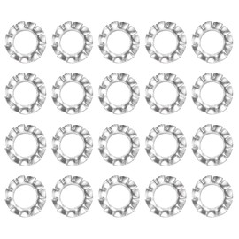uxcell M5 50Pcs External Tooth Washers, 304 Stainless Steel Tooth Locking Ring Washers Quick Speed Star Nut Locking Fastener Fastener, Silver
