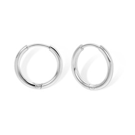 Small Silver Hoop Earrings Leightweight: Hinged Huggie Hoop Earrings for Lobe Cartilage Helix Tiny Hoops Earrings Silver for Women Men (Set of 1-5 Pairs) (1 Pairs - 8mm, Silver)