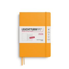 LEUCHTTURM1917 372824 Weekly Calendar & Notebook Medium (A5) 2026, Rising Sun, French