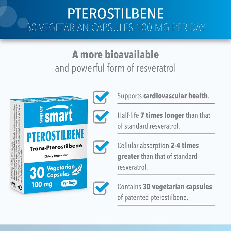 Supersmart - Pterostilbene 100 mg Per Day - More Powerful