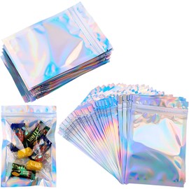 Holographic Packaging,Holographic Bags for Small Business,Sample Bags Small Business for Lip Gloss Soap Party Food Storage (100pcs,4x6 inch)