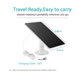 10W Solar Panel Camera Charger for Doorbell 2K & Ring Video Doorbell 2 3 - Solar Charging Panel for Camera (CSP4W-O-W)
