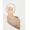ATBELL Women's Mesh Slingback Heels Pointed Toe Sparkly Rhinestone Kitten