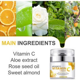 Crema Facial Iluminadora con Vitamina C, Crema Hidratante Hidratante Y Nutritiva para la Piel, Suavizante, Ilumina Y Rellena la Piel, Crema Facial Antienvejecimiento Y Arrugas, para el Cuidado