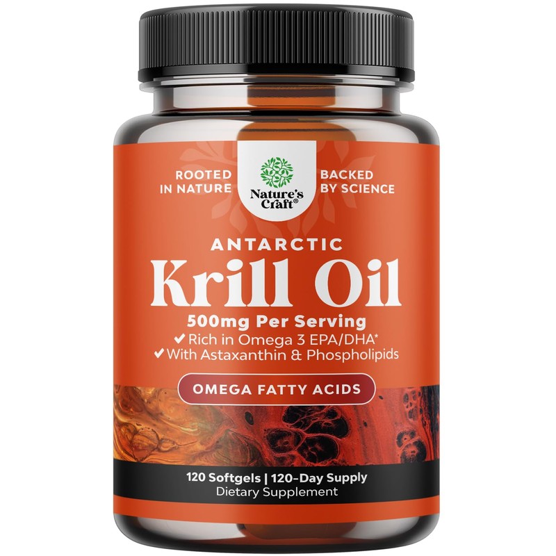 Natures Craft- Aceite de Krill Antártico 500mg Cápsulas Blandas Aceite