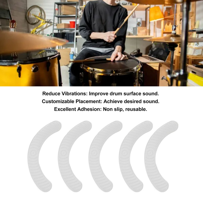 5PCS Drum Dampener Drum Gel Pads Long Strip Soft Silicone