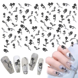 3D Flower Nail Charms,100CPS Mixed Rose Flower Metal Nail Gems Studs,Retro Nail Art Decorations Ornaments for Nail Design Supplies Jewelry Accessories,Antique Silver