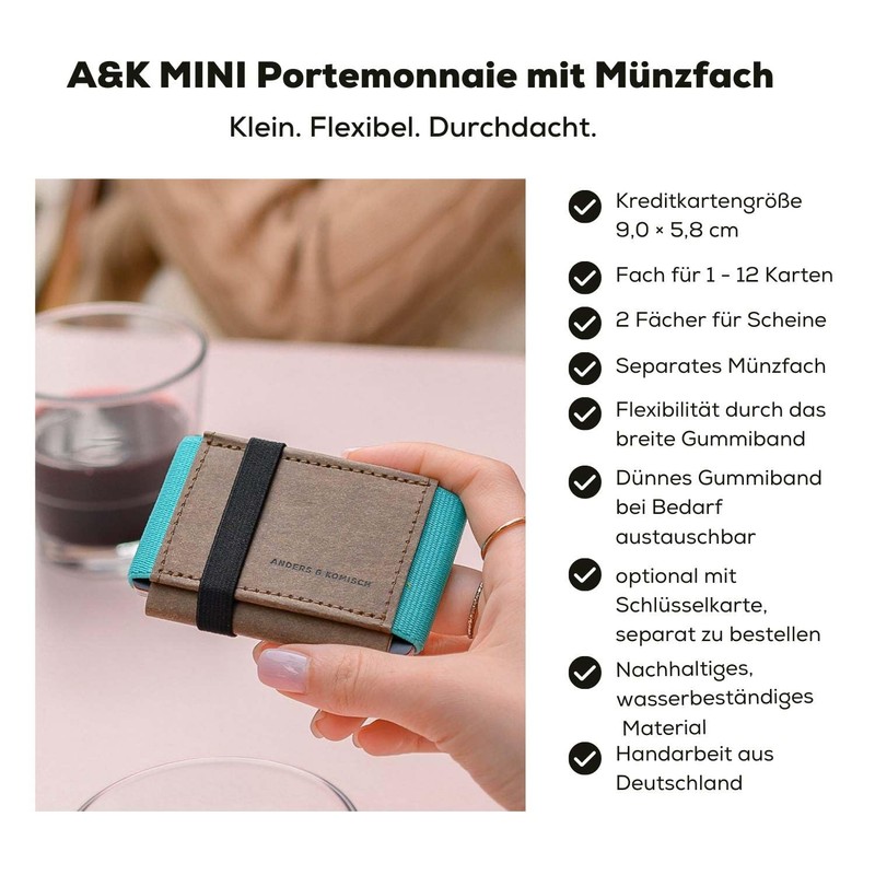 Anders & Komisch Mini Wallet with Coin Compartment, Card Holder,