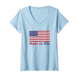 Womens Patriotic Red White Blue Stars and Stripes Banner V-Neck T-Shirt