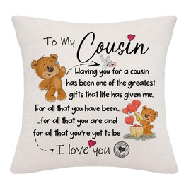 Hardeson To My Cousin Birthday Gifts, Cushion Covers Gifts for Cousin, Cousin Pillowcases Gifts for Women Girls Boys, Throw Pillow Cases Graduation Xmas Presents for Cousin