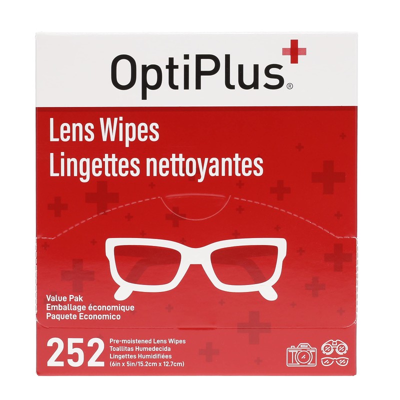OptiPlus Eyeglass Lens Wipes l Pre-Moistened l Cleaning Wipes for