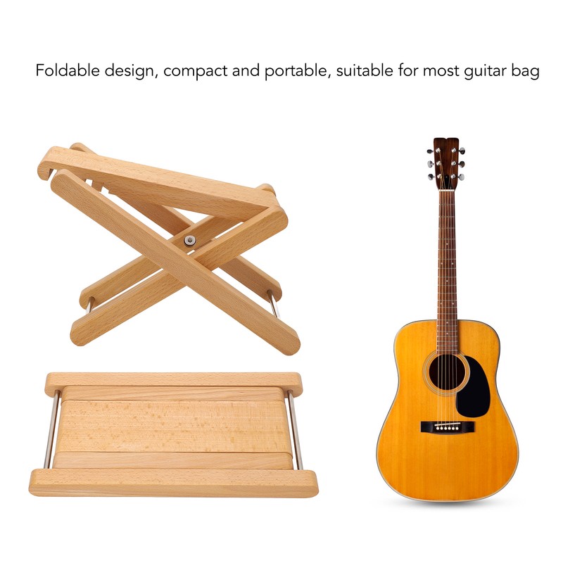 Guitar Foot Rest Adjustable Height 4 Position Foldable Solid Wood