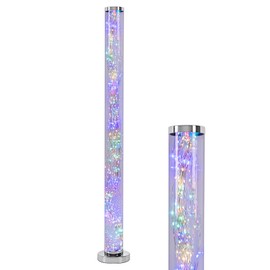 LKUA Fairy Transparent Cylindrical Floor lamp, LED Vertical Tube Floor lamp, Decorative Elegant Design Metal Exposed Rope Floor Lamp for Living Room (42" RGB Color)