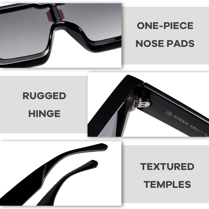 SHEEN KELLY Retro Millionaire Sunglasses Square Metal Punk Rock Hip