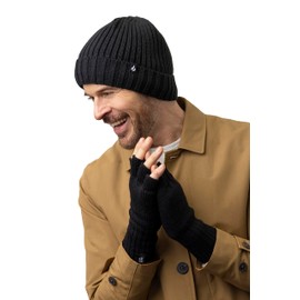 Heat Holders Men's Fingerless Gloves - One Size Fits Most for Ultimate Winter Warmth (Black)