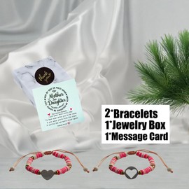 KIDZVEFUN 2 PCS Mother Daughter Bracelets - Heartfelt Gifts for Mom, a Meaningful Matching Bracelet Set for Christmas & Mother’s Day Celebration(Mother & Daughter Pink 2pcs)